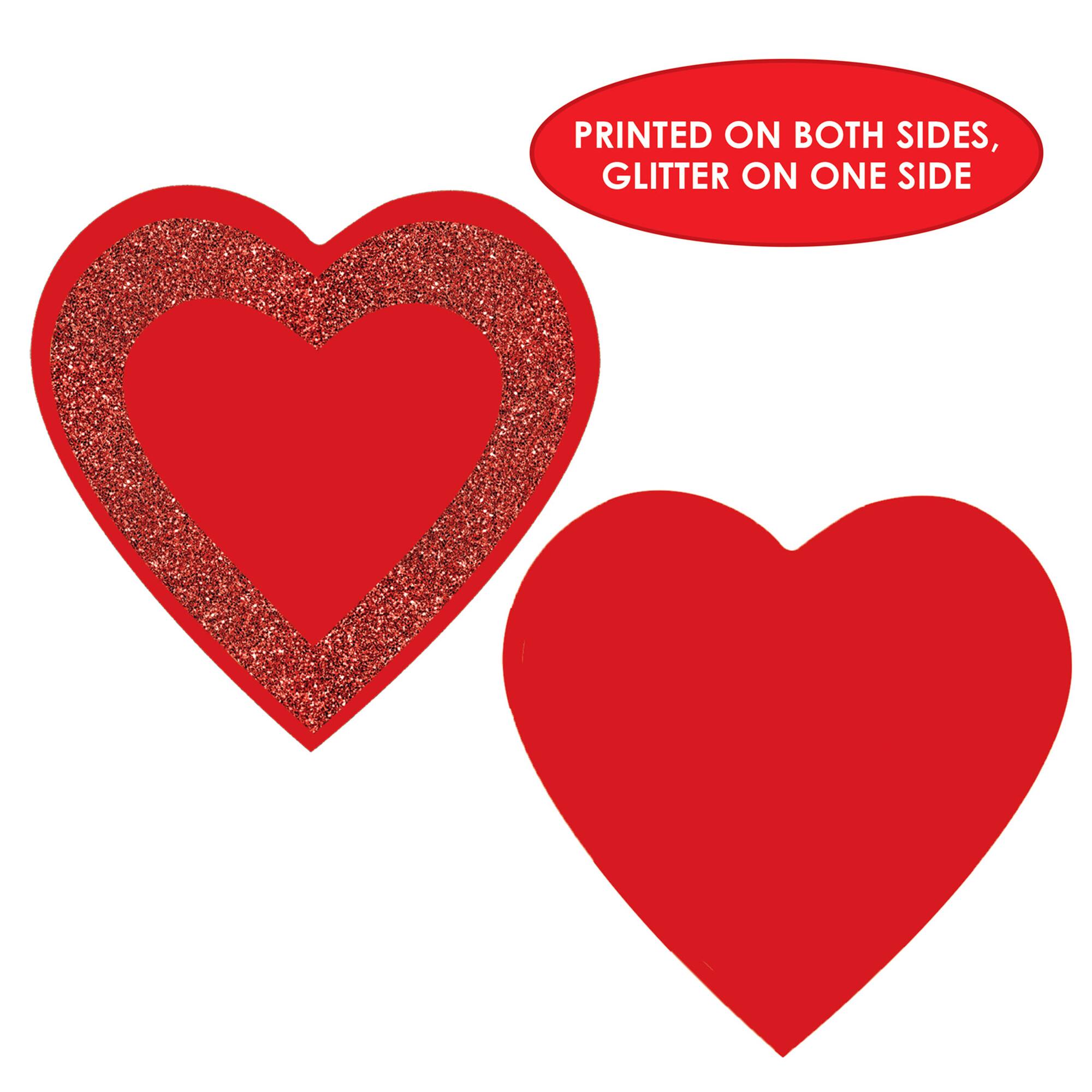 Beistle Red Glittered Heart Cutouts, 12ct.